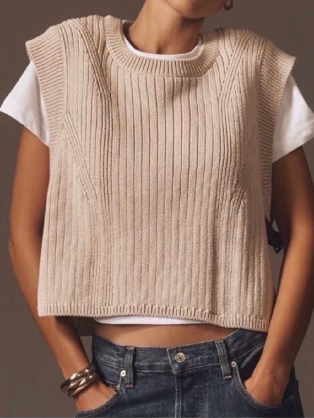 Anthropologie Pilcro Side Buckle Twofer Sweater Tee XS